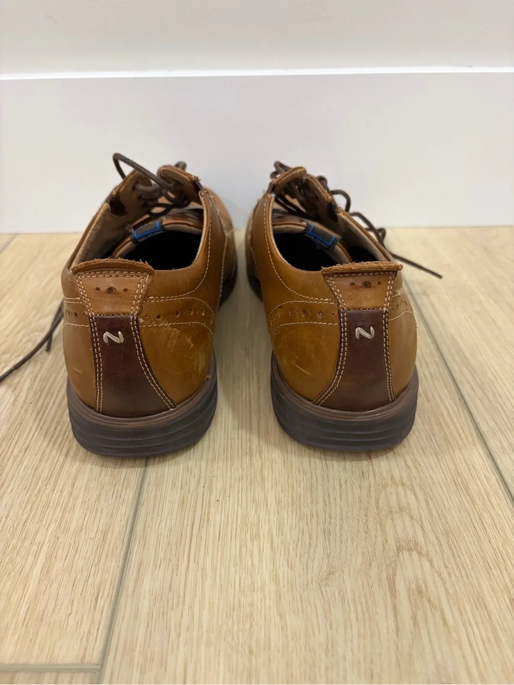 Nunn Bush Classic Cognac Distressed Brown Leather Derby Shoes Size 10M